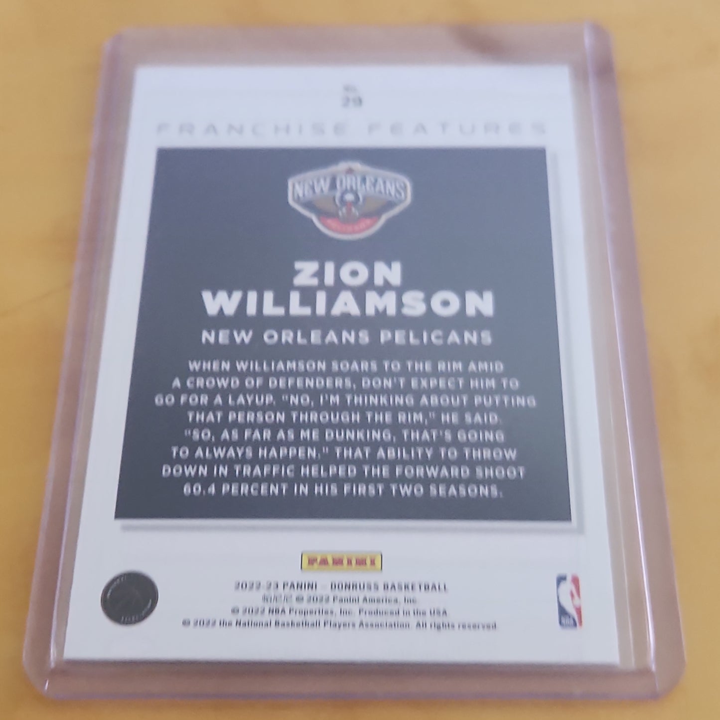 Panini Donruss Franchise Features Zion Williamson  #29