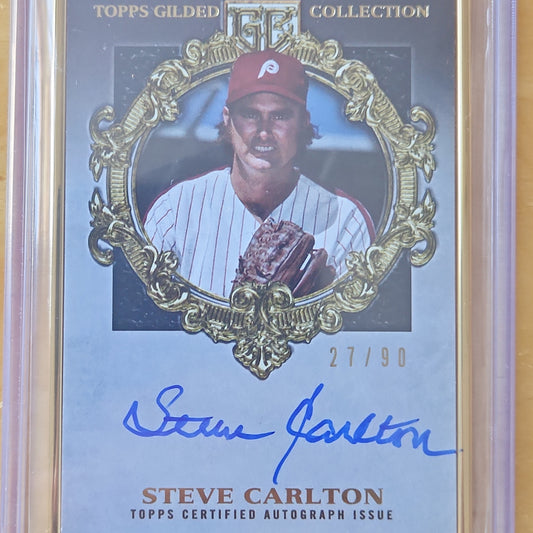 2022 Topps Guilded Collection Steve Carlton Golden Framed AUTOGRAPH 27/90 #HAFA-SC Philadelphia Phillies