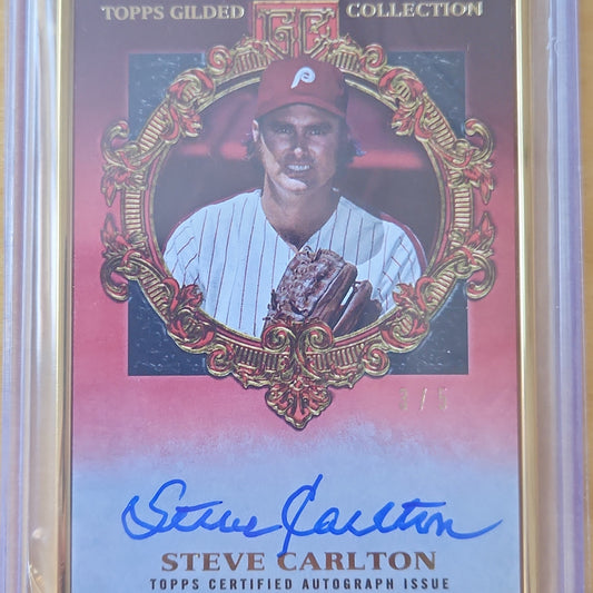 2022 Topps Guilded Collection Steve Carlton Golden Framed AUTOGRAPH Red Parellel 3/5 # HAFA-SC Philadelphia Phillies