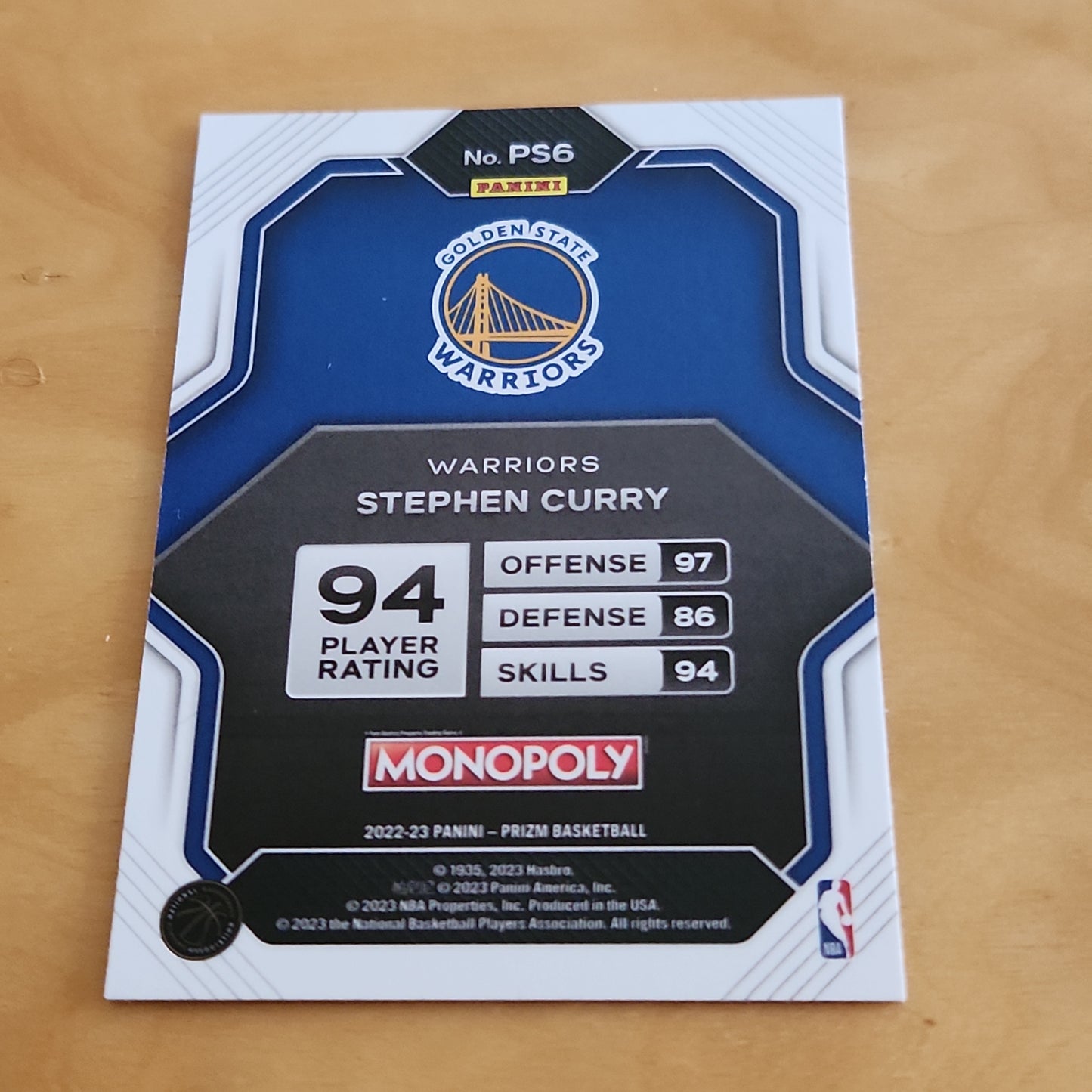 Panini Prizm Short Print Monoploy Stephen Curry #PS6