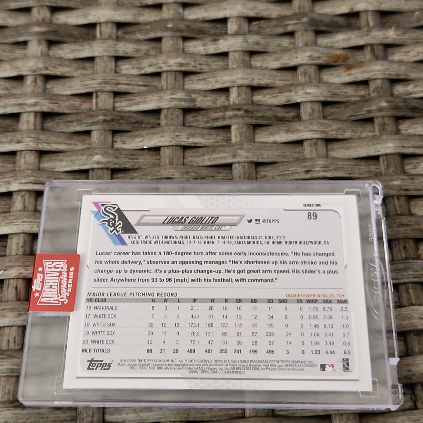 Topps Archives Signature 70 Anniversary Lucas Giolito Auto 31/48 #89