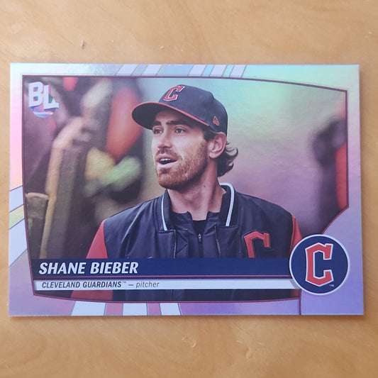 2023 Topps Big League Shane Beiber Refractor #218 Cleveland Guardians
