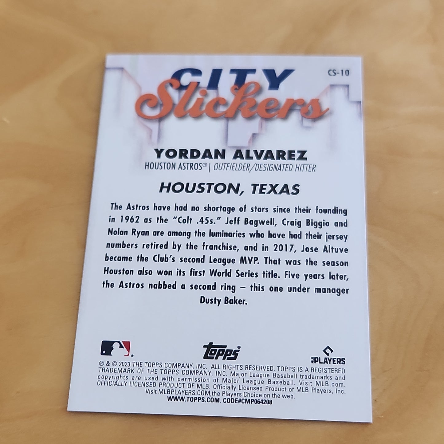 Topps BL City Slicker Yordan Alvarez #CS-10