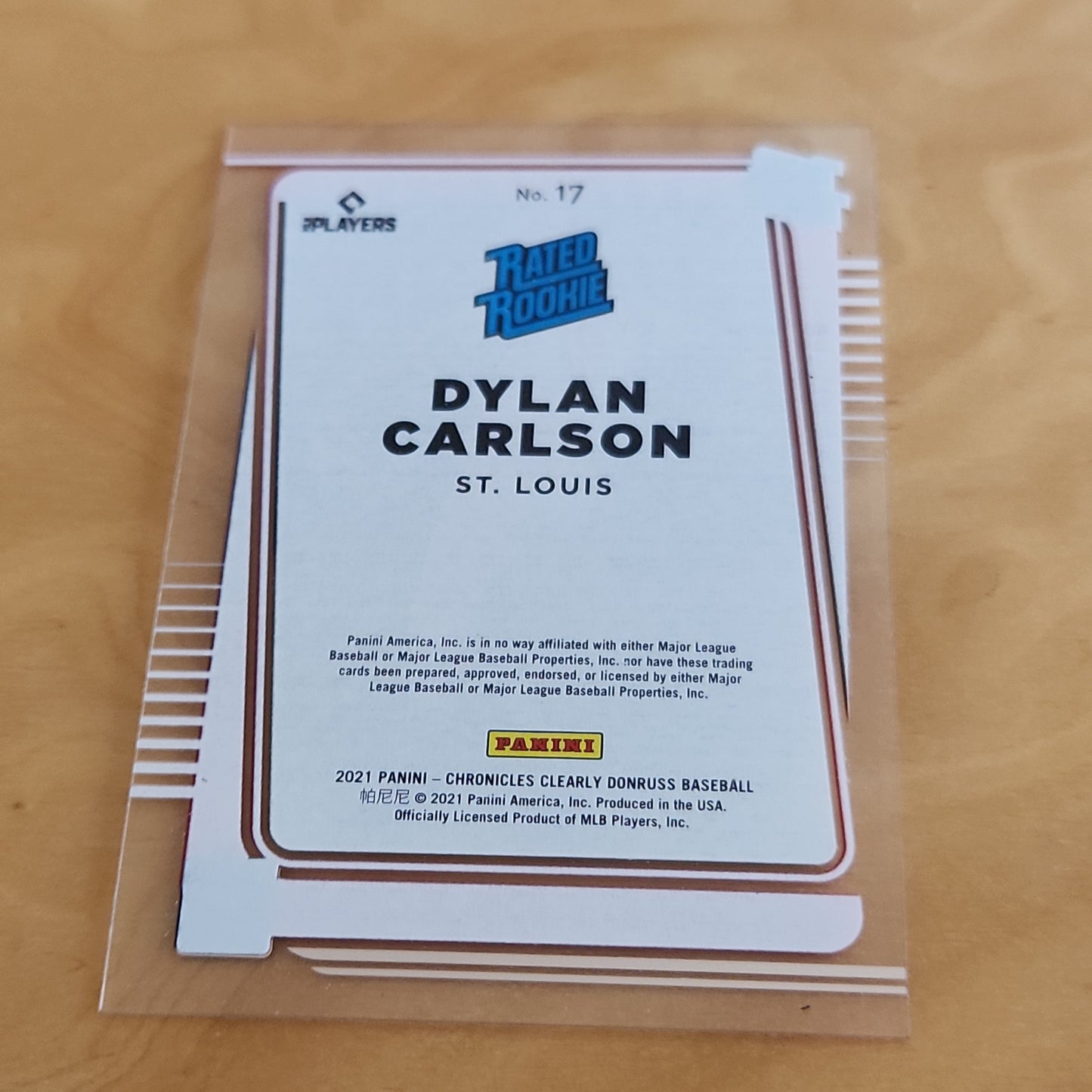 Panini Rated Rookie Donruss Clearly Dlyan Carlson #17