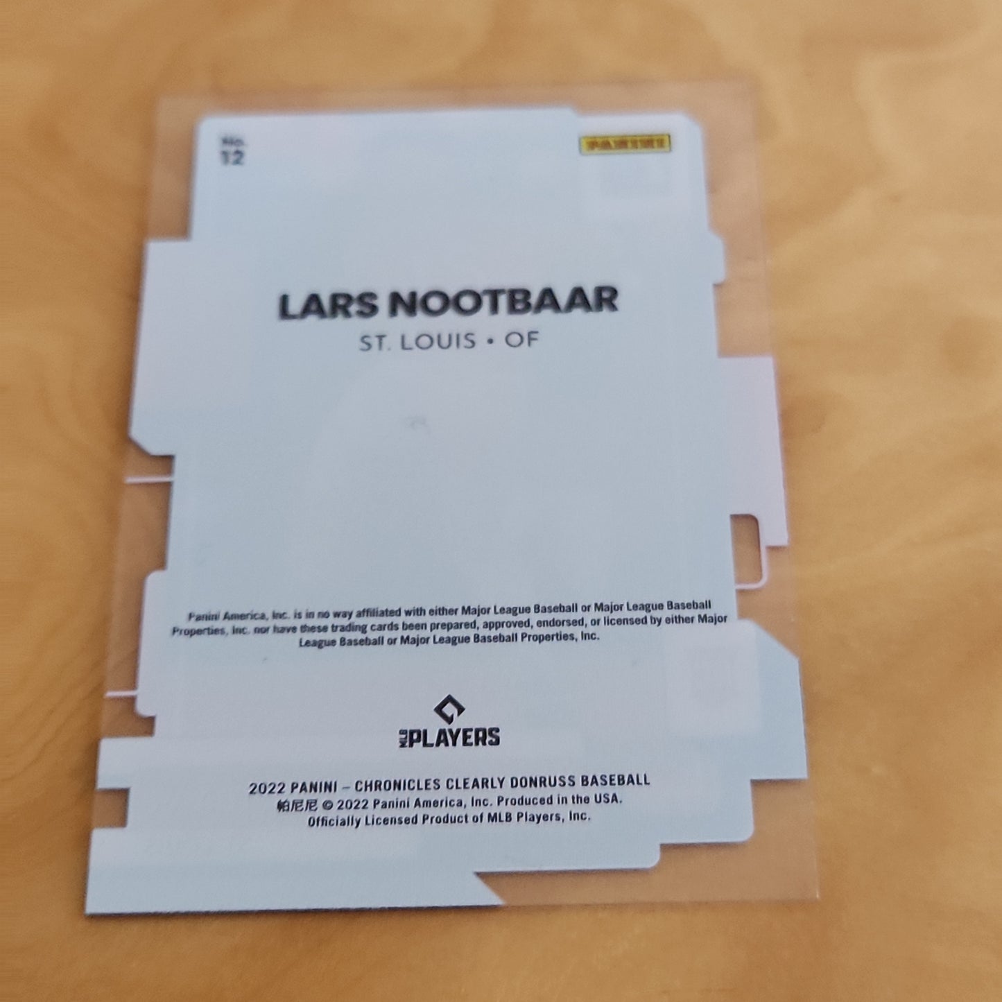 Panini Donruss Clearly Lars Nootbar RC #12