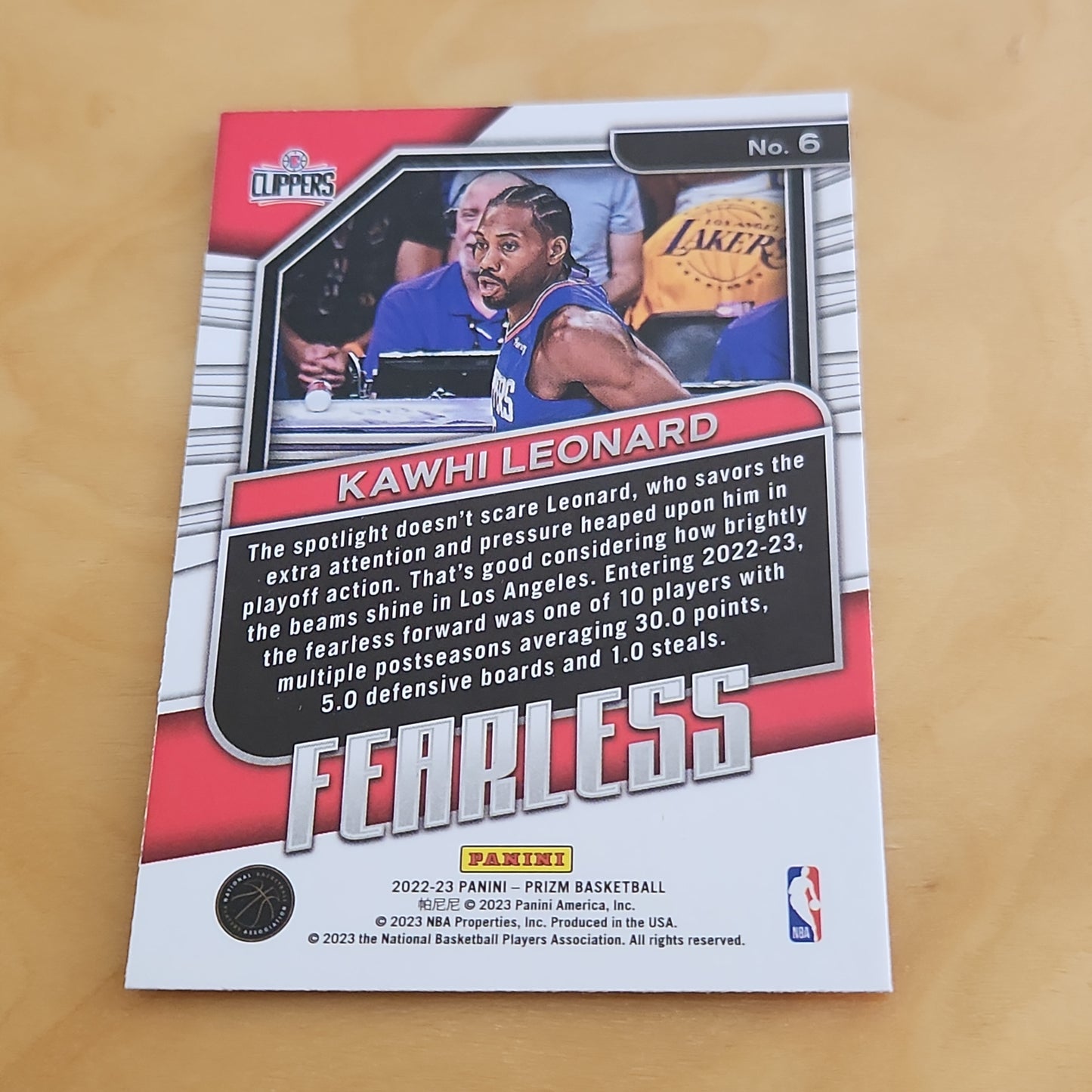 Panini Prizm Fearless Kawhi Leonard #6