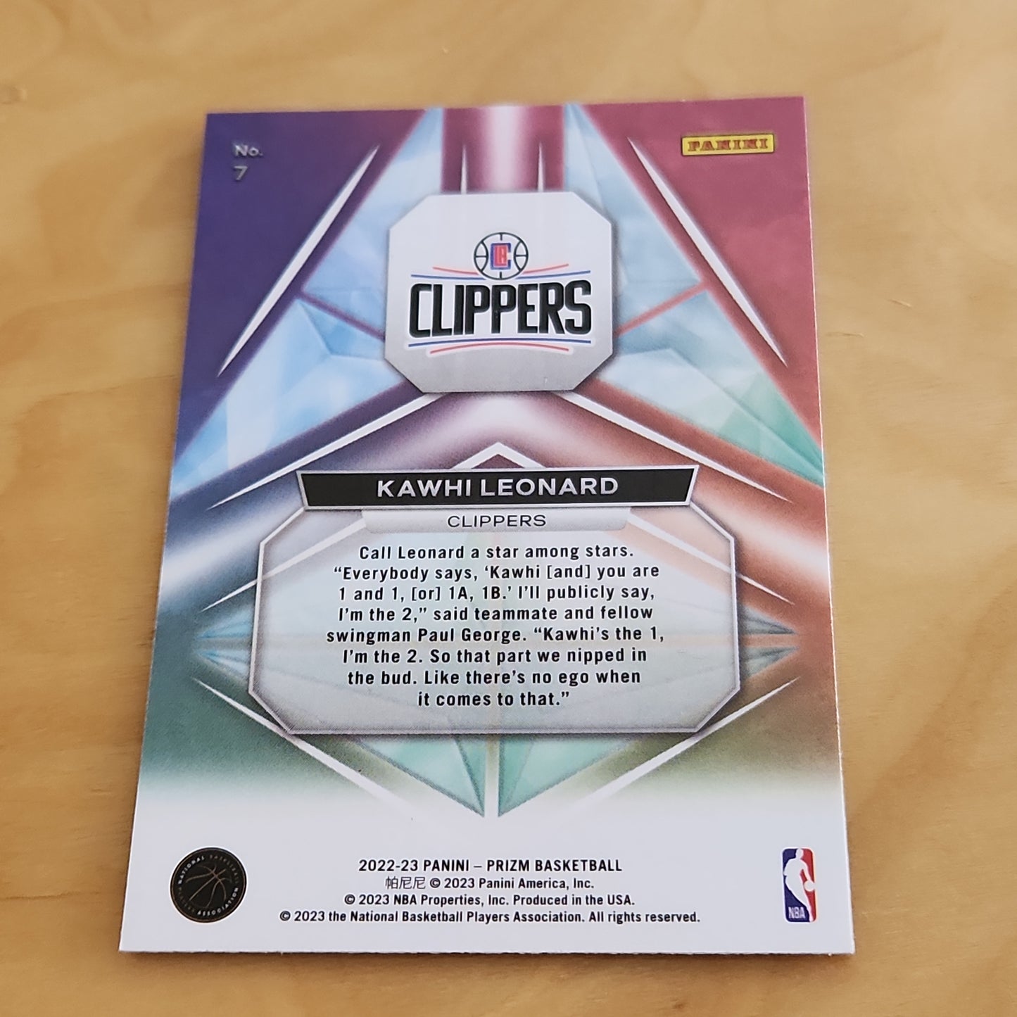 Panini Prizm Prizmatic Kawhi Leonard #7