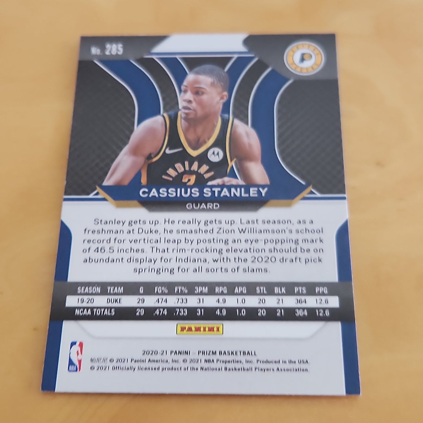 Panini Prizm SP Cassius Stanley RC #285