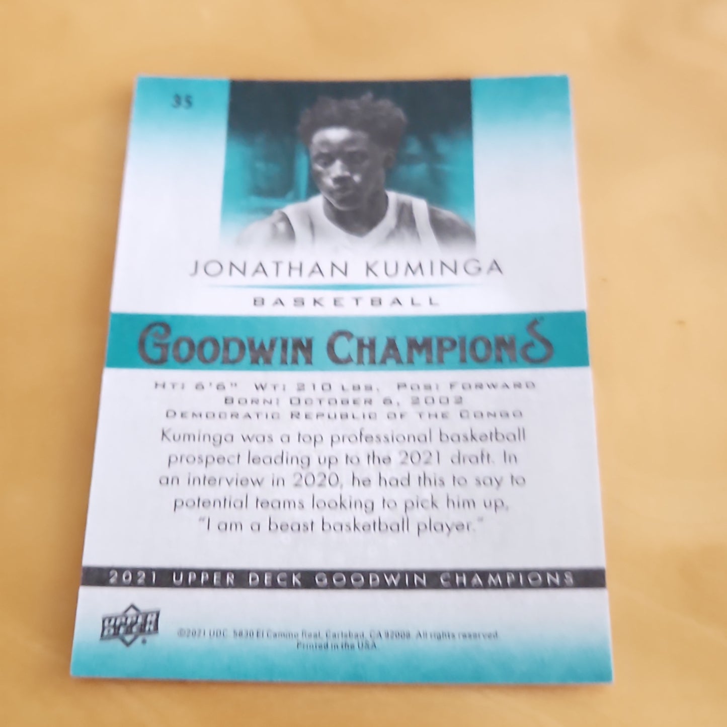 Upper Deck Goodwin Champions Jonathan Kuminga #35