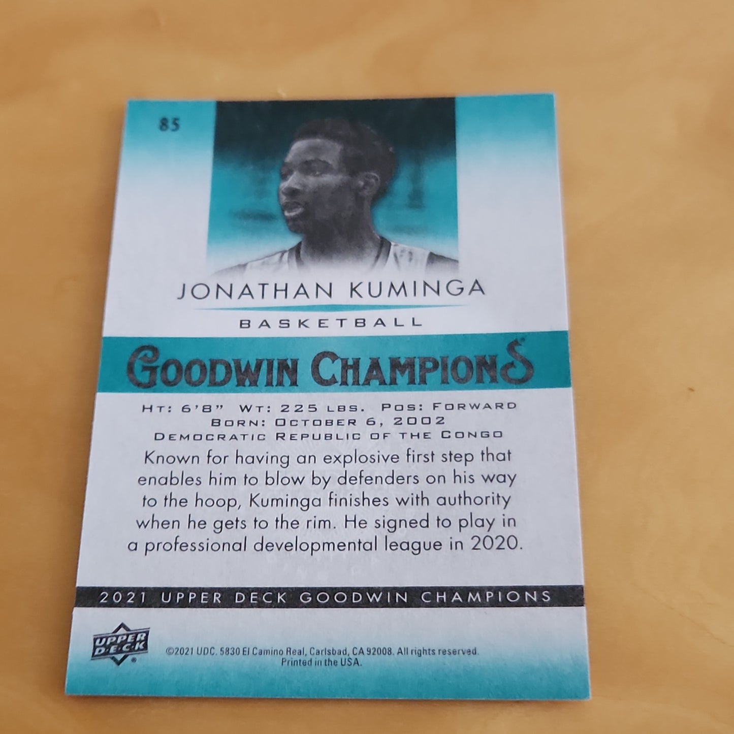 Upper Deck Goodwin Champions SP Jonathan Kuminga #85