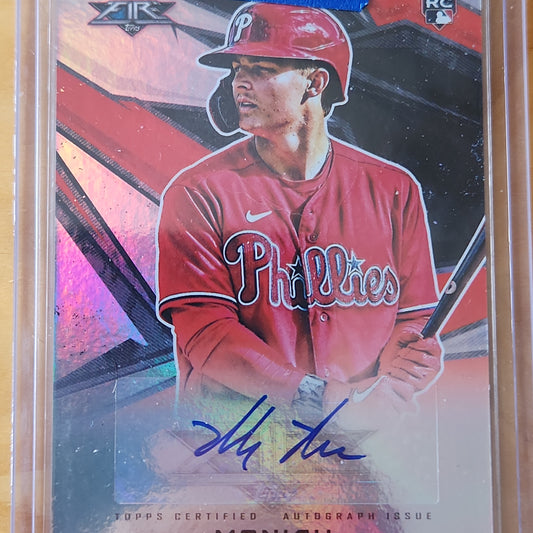 2021 Topps Fire Mickey Moniak RC AUTO Refractor #AV-MM Philadelphia Phillies