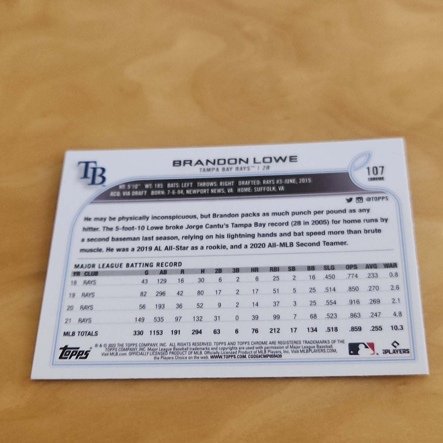 Topps Chrome Sonic Black & White Brandon Love #107