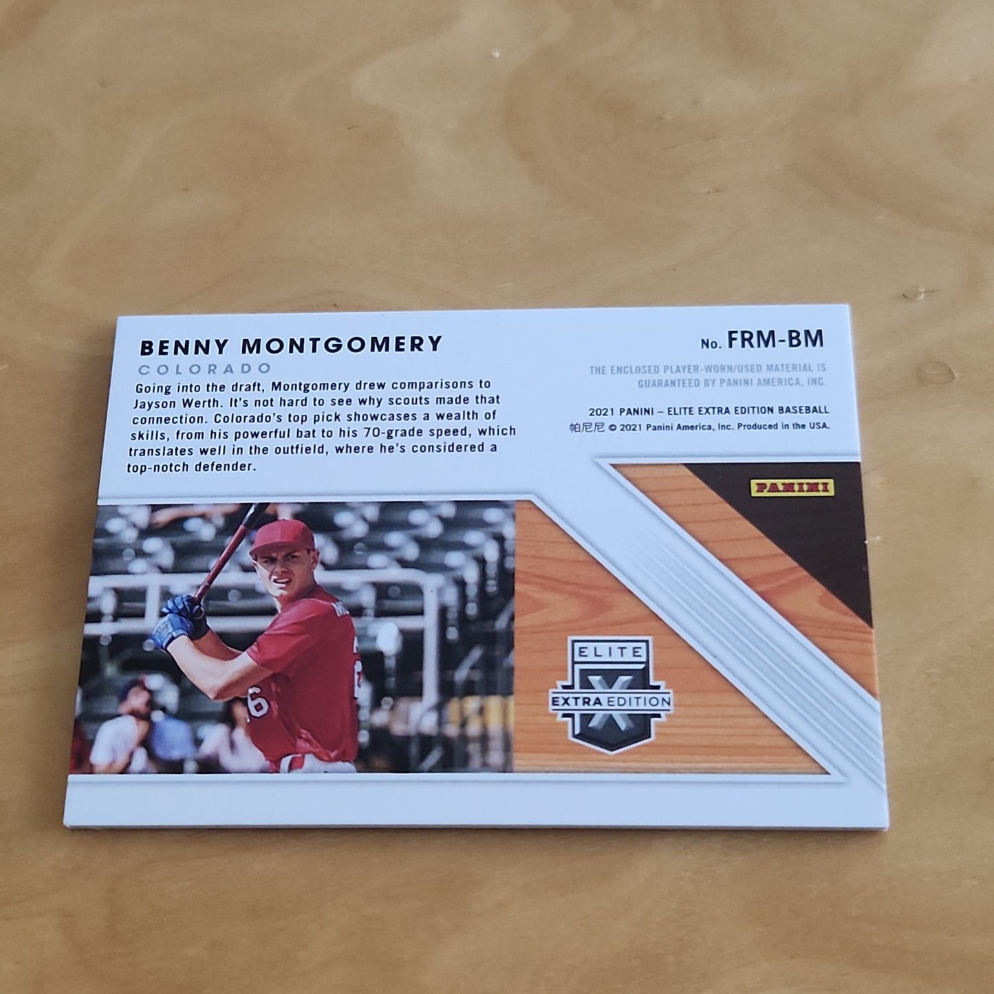 Panini Elite Extra Edition Benny Montgomery Duo Color Jersey Patch #FRM-BM