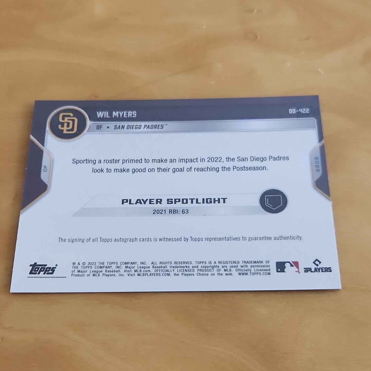 Topps Now Blue Wil Myers 43/49 #00-422