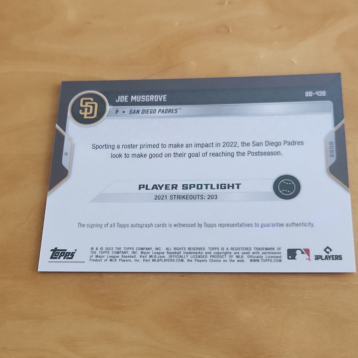 Topps Now Joe Musgrove #00-430
