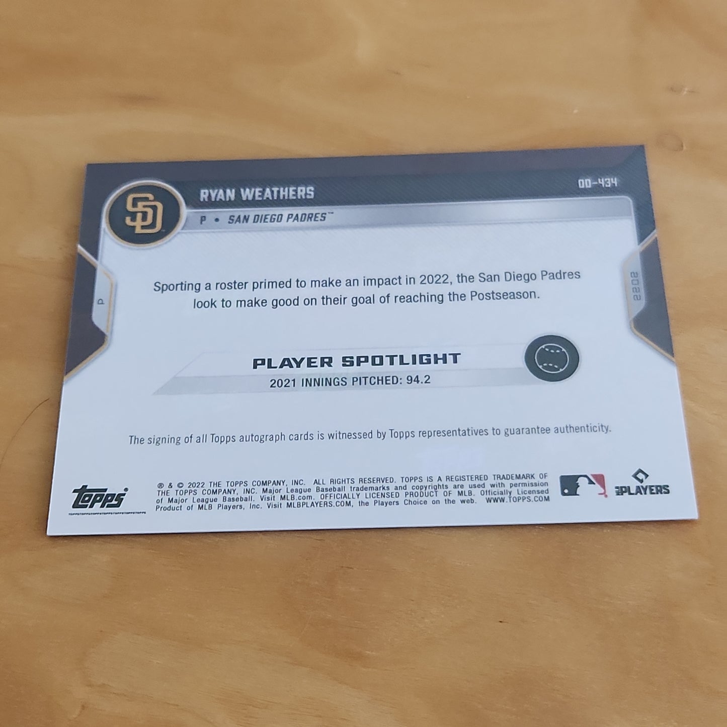 Topps Now Ryan Weathers #00-434