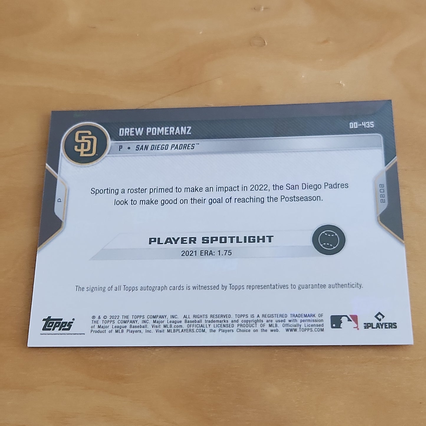 Topps Now Drew Pomeranz #00-435