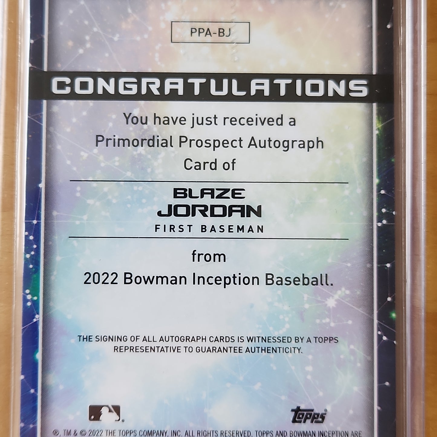 2022 Topps Bowman Inception Blaze Jordan AUTO Primordial 97/99 #PPA-BJ Boston Red Sox