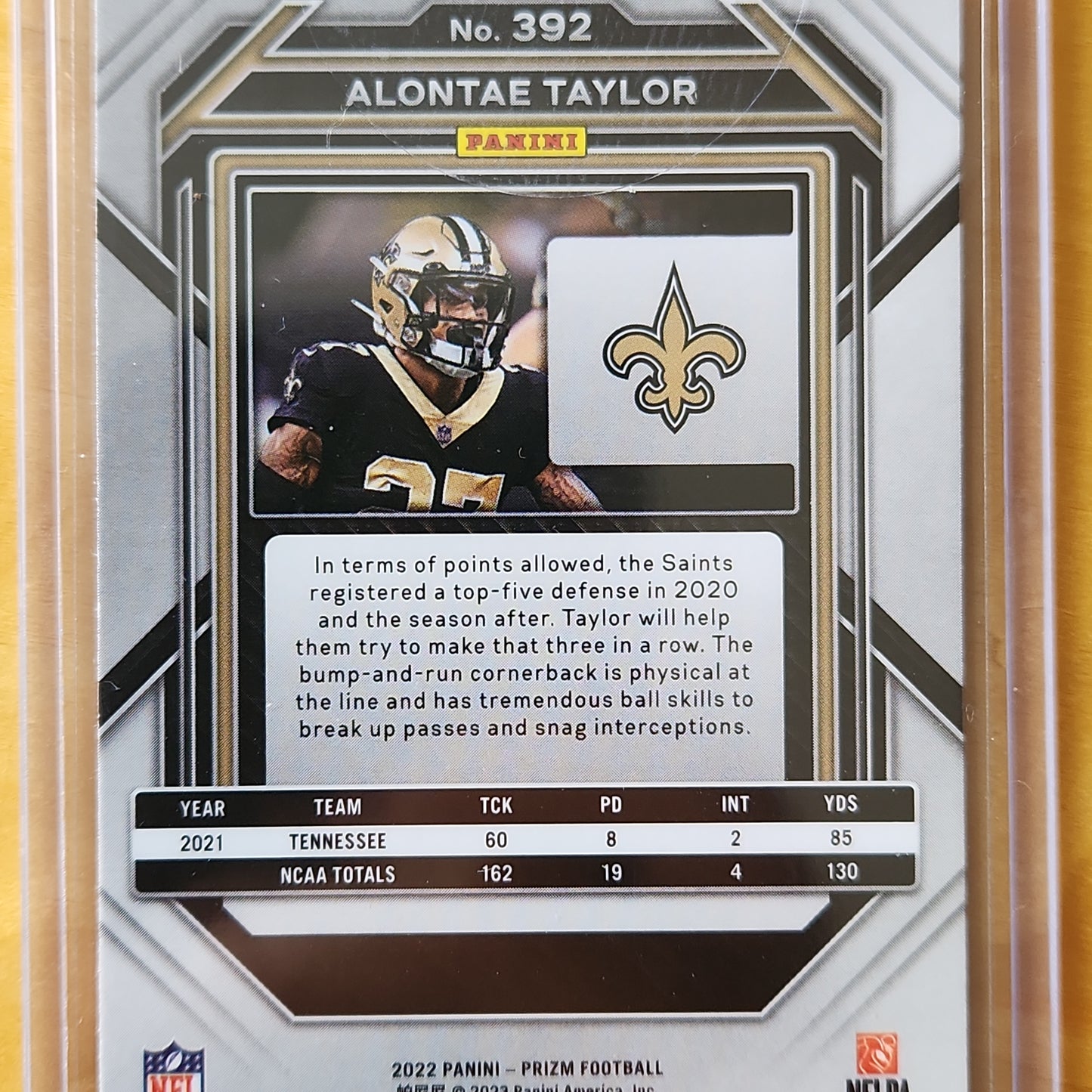 2022 Panini Prizm Football Alontae Taylor RC #392 New Orleans Saints