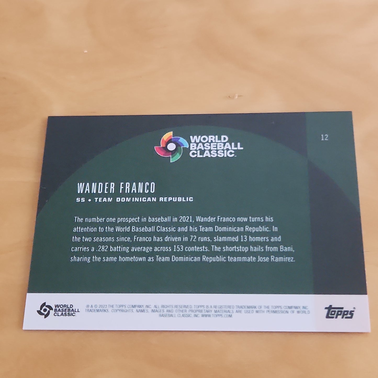 Topps World Baseball Classic Wander Franco 15/25 #12