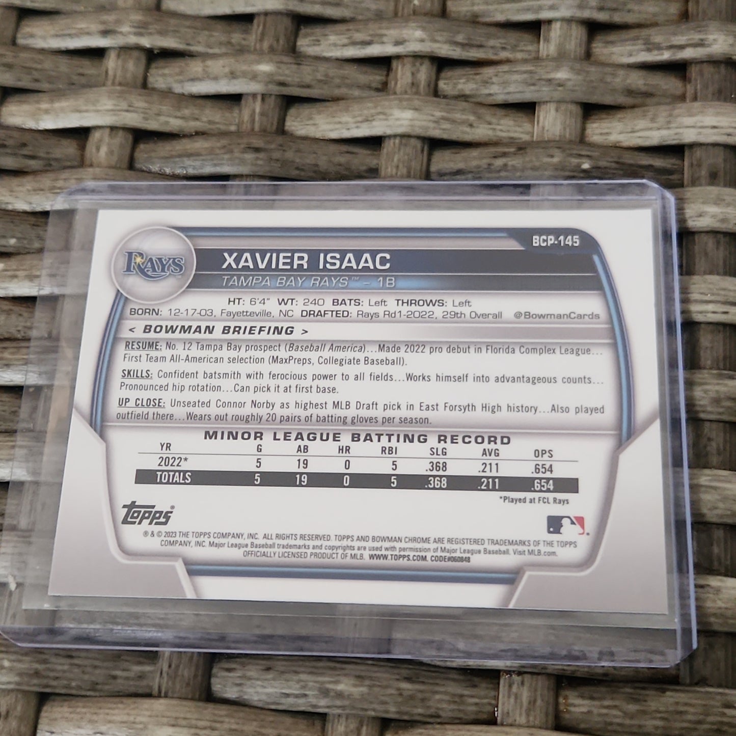 Topps 1st bowman B Chrome Saphire Xavier Isaac #BCP-145