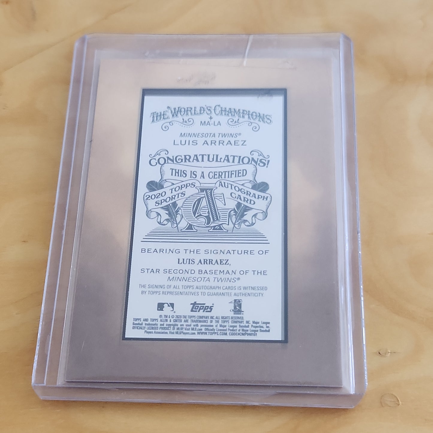 Topps Allen & Grinter Luis Arraez Auto #MA-LA