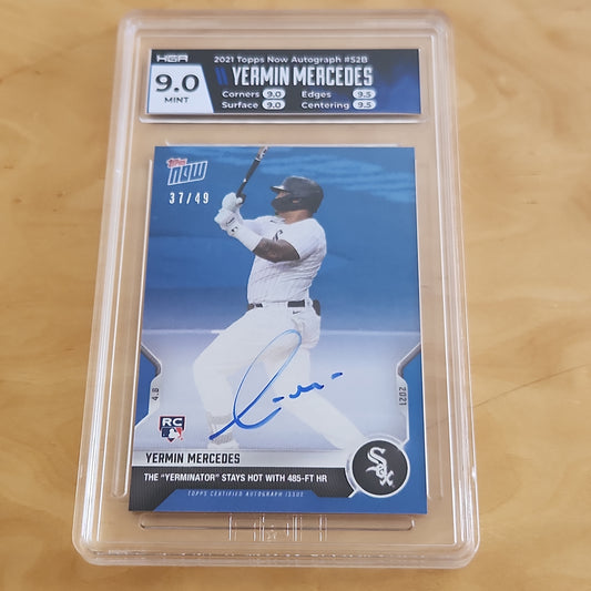 Graded HGA Mint 9.0 Topps Now Blue Yermin Mercedes RC Auto 37/49 #52B