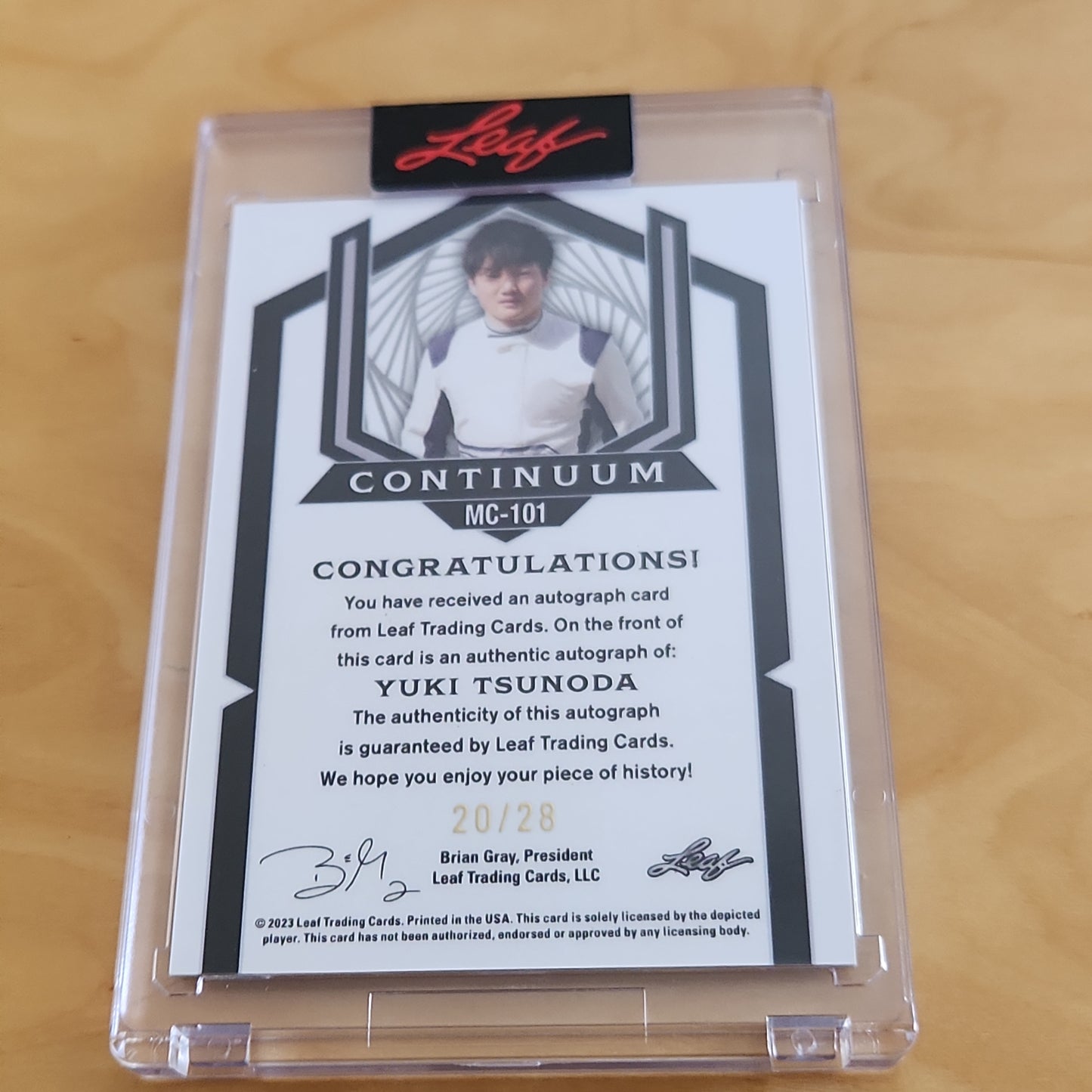 Leaf Continuum Yuki Tsunoda Auto 20/28 #MC-101