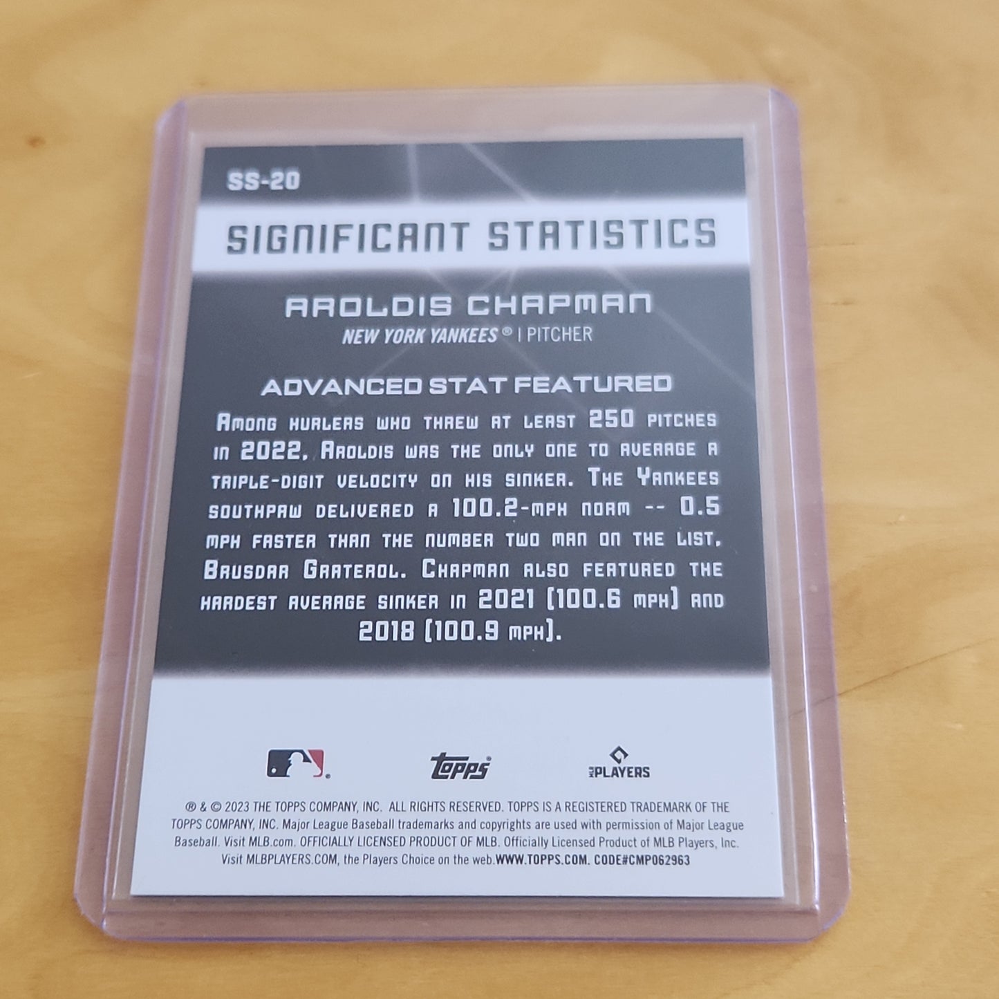 Topps Significant Statistics Aroldis Chapman #SS-20
