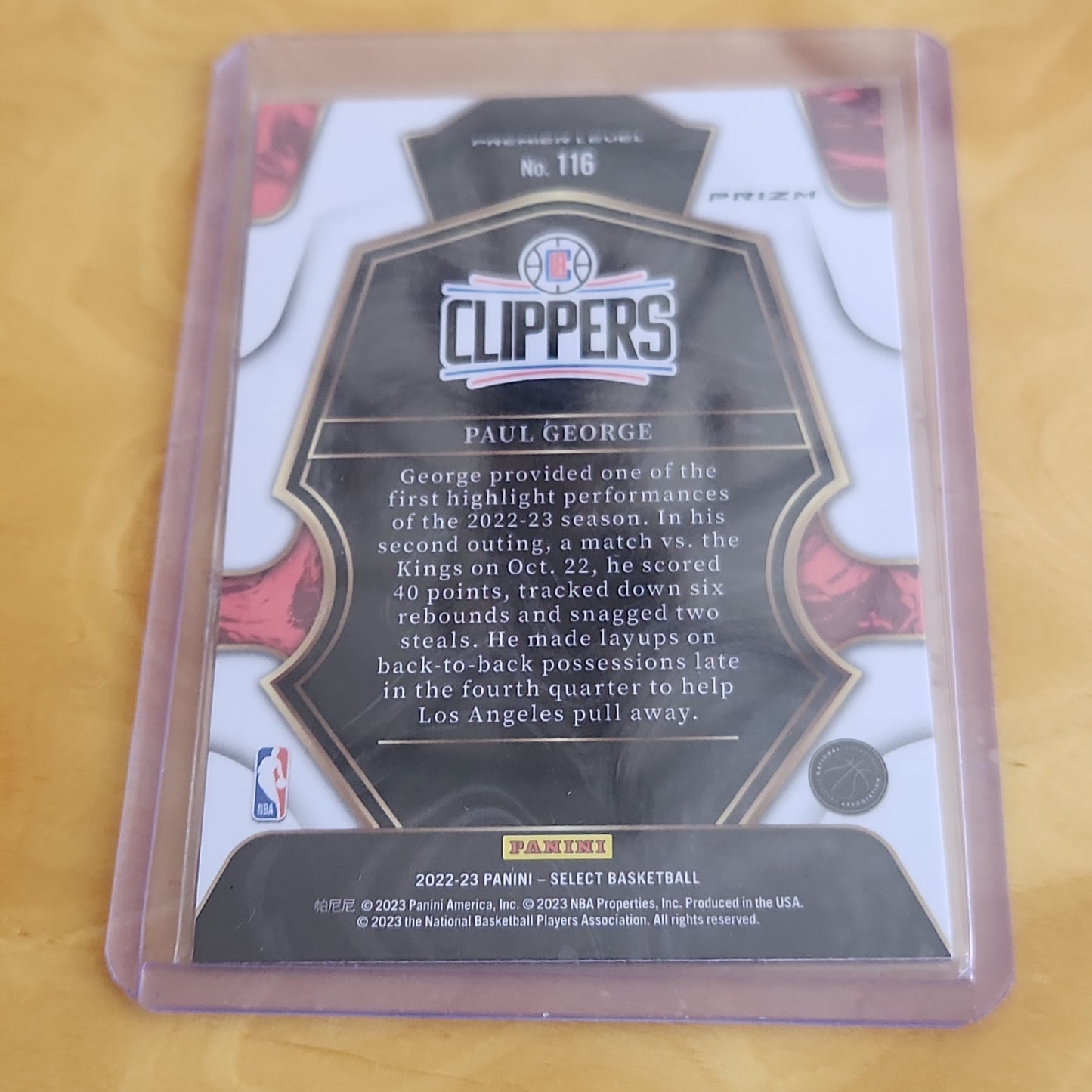 Panini Prizm Premier Level Paul George #116