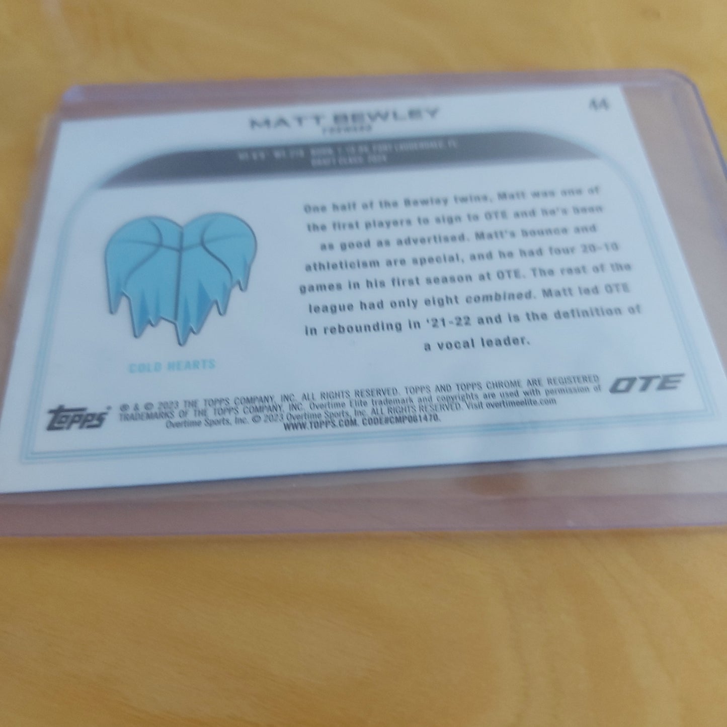 Topps Chrome OTE Blue Saphire Matt Bewley #44