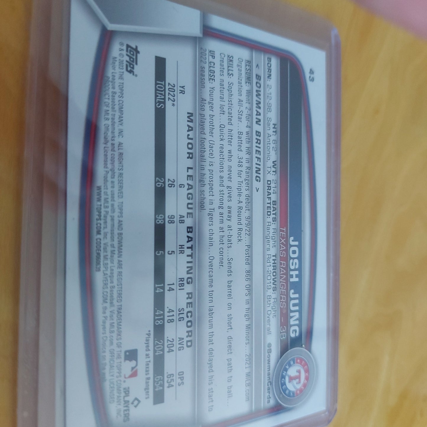 Topps B Josh Jung RC #43