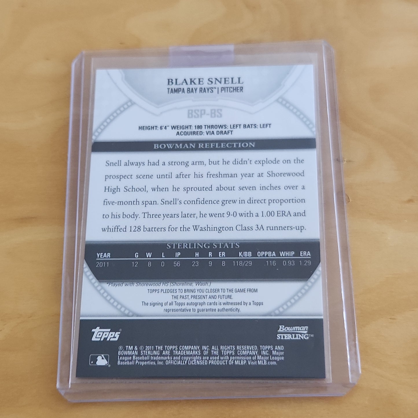 Topps Bowman Sterling Blake Snell Auto #BSP-BS