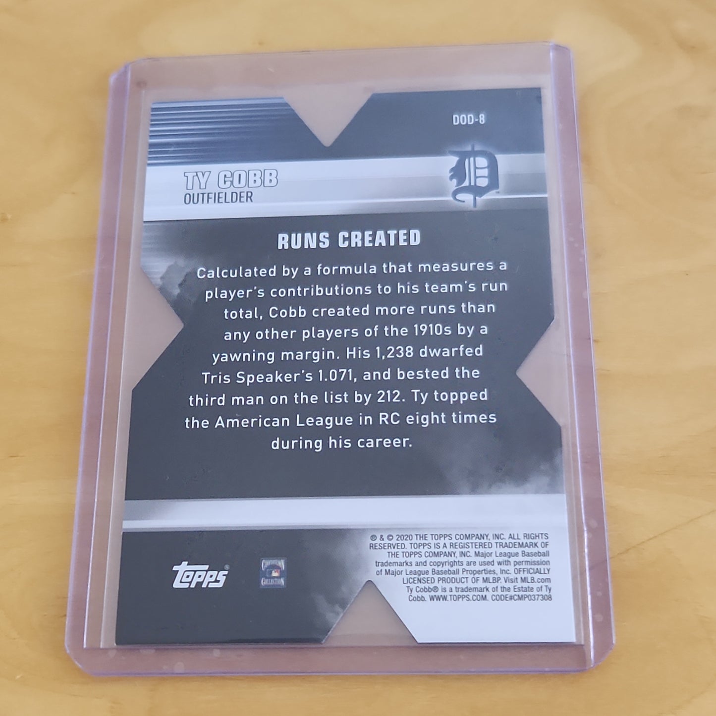 Topps Runs Created 1910s Dye-Cut Ty Cobb #DOD-8
