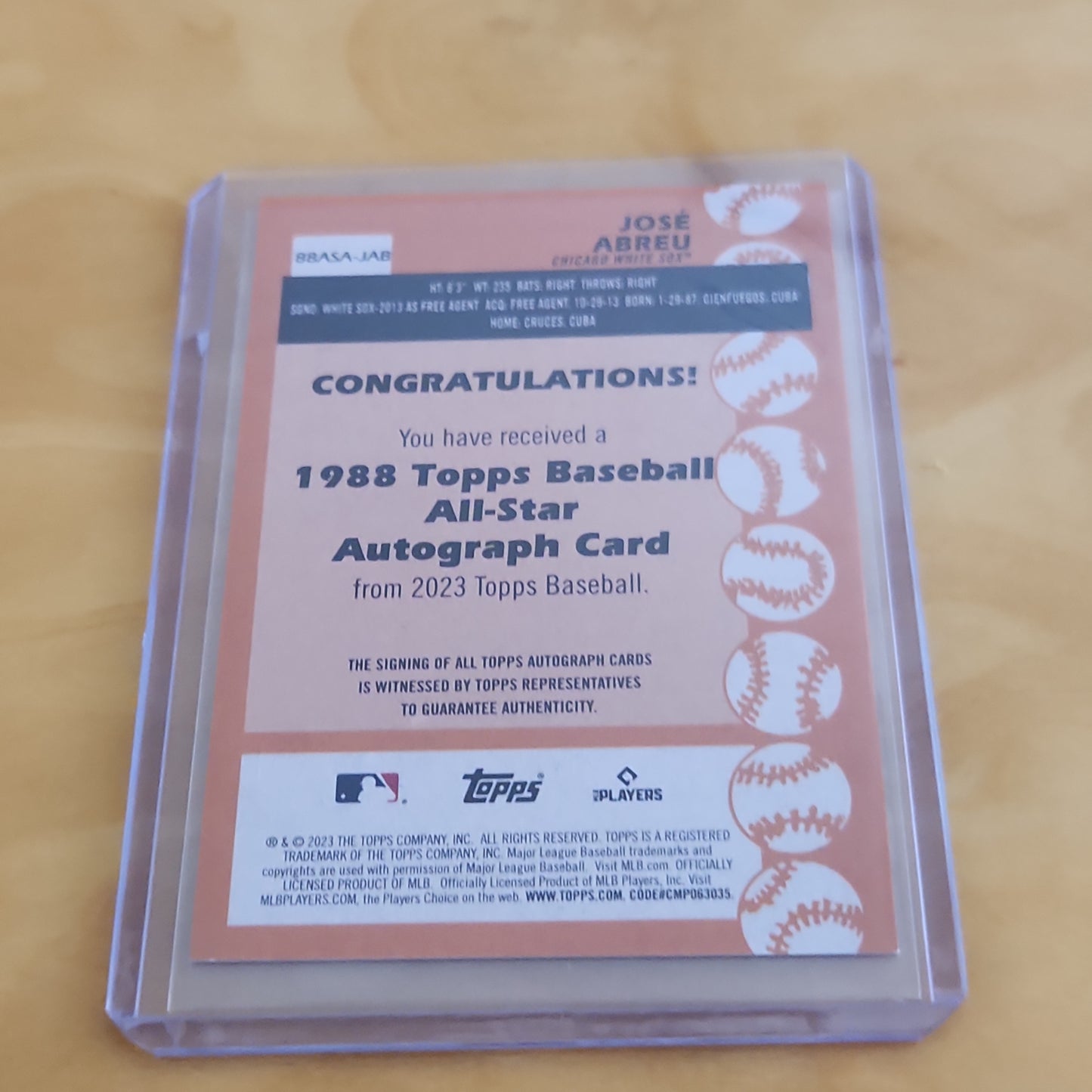 Topps 35th Anniversary All-Star American Leauge José Abreu #88ASA-JAB