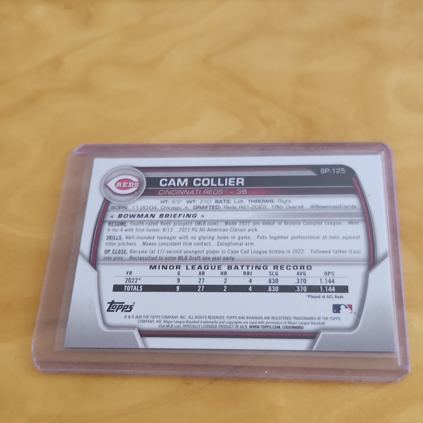 Topps 1st Bowman Cam Collier #BP-125