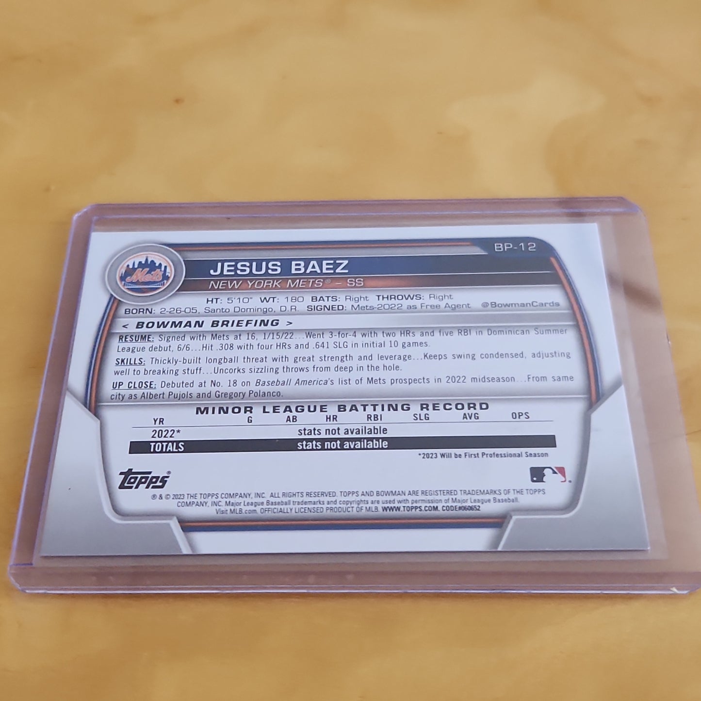 Topps 1st Bowman Jesus Baez #BP-12