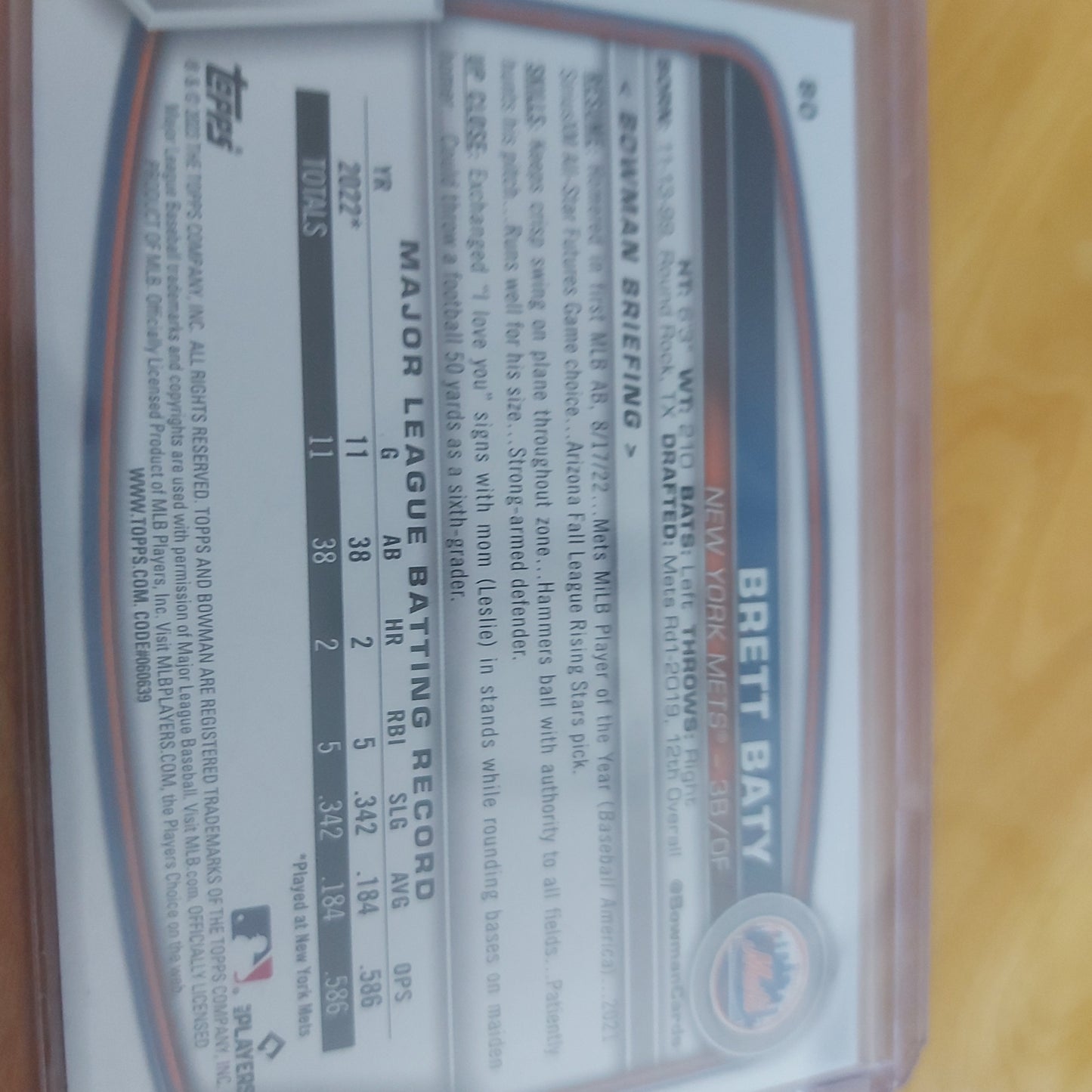 Topps B  Brett Baty RC #80