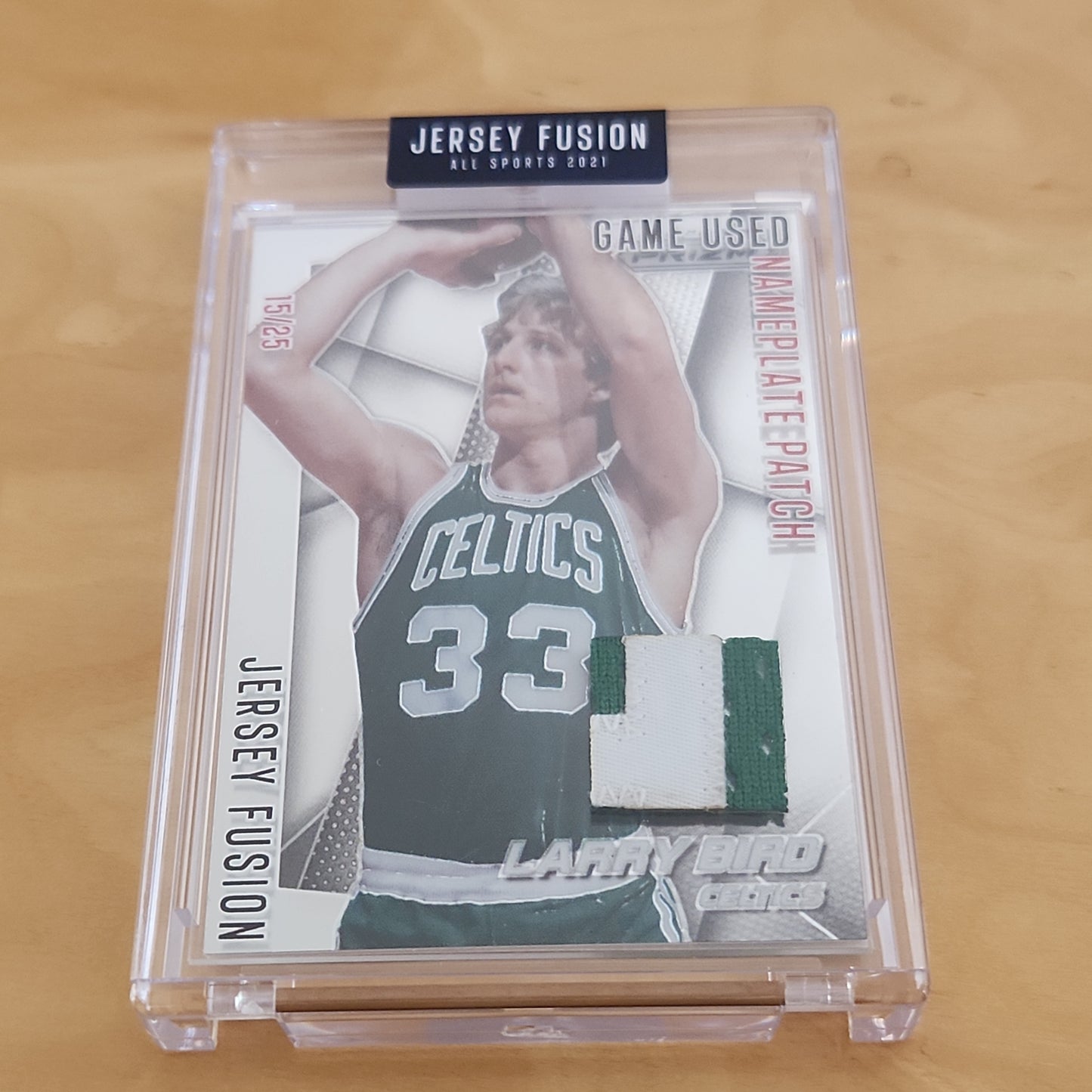 Sports Cards Jersey Fusion Panini Prizm Name Plate Patch Larry Bird 15/25 #JF-LBDT