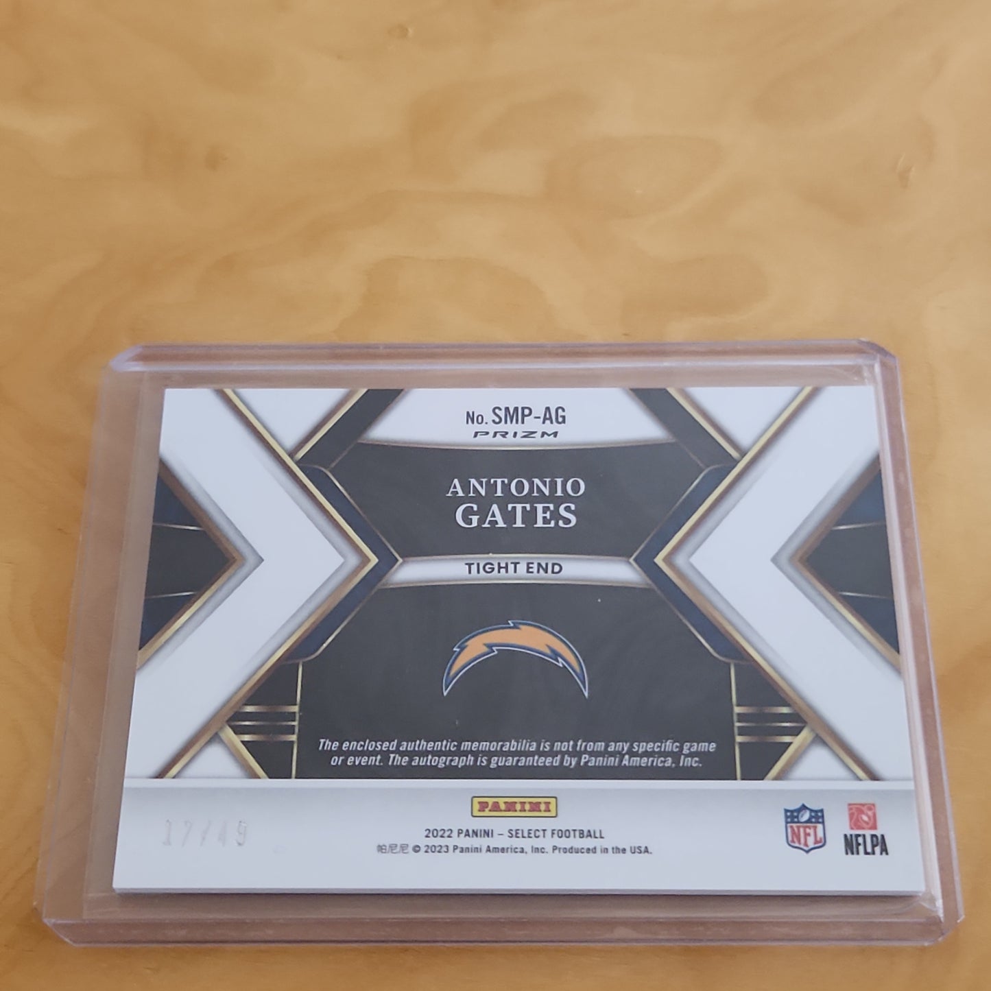 Panini Prizm Select Purple Antonio Gates Relic Auto 17/59 #SMP-AG