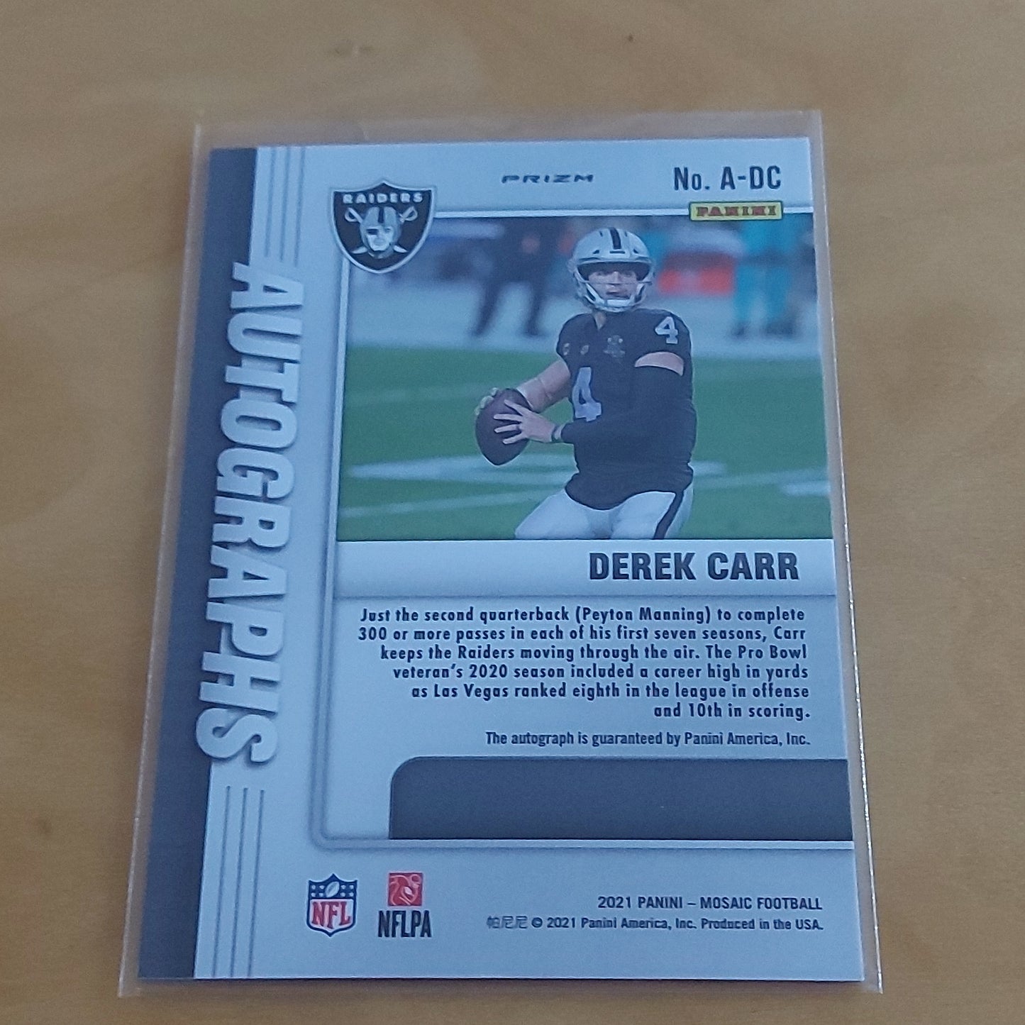 Panini Prizm Mosaic Derek Carr Auto #RAM-DC