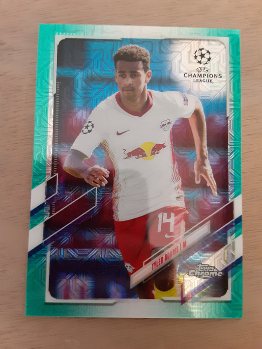 Tyler Adams 2020-21 Topps Chrome UEFA Japan Aqua Mojo Refractor 181/199 RB Leipzig