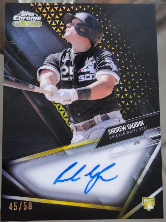 andrew Vaughn 2021 Topps Chrome Black autograph Rookie card 45/50 cba av Sealed