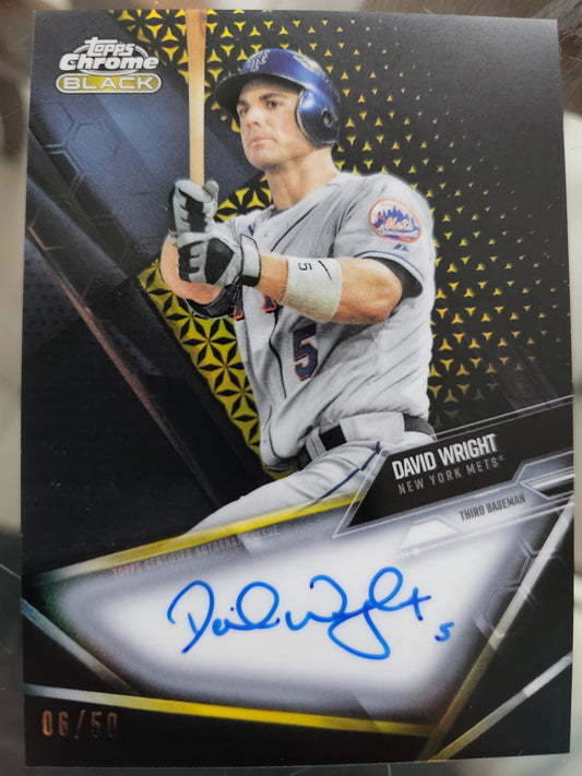 2021 TOPPS CHROME BLACK DAVID WRIGHT GOLD REFRACTOR AUTO SIGNATURE 06/50