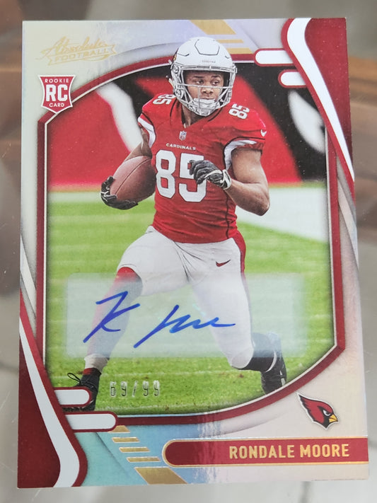 2021 PANINI ABSOLUTE BASE AUTO #116 RONDALE MOORE RC Cardinals And Red Base RC!