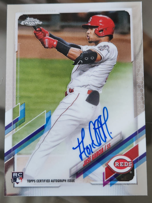 2021 Topps Chrome Jose Garcia Rookie Card Autograph Auto RC #RA JG Reds