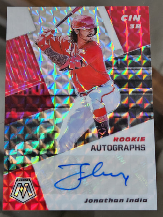 Jonathan India 2021 Panini Mosaic Rookie Mosaics Prizm Auto Cincinnati Reds