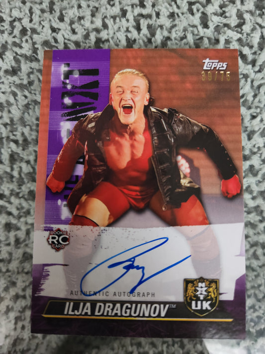 2021 Topps NXT we are next Purple Rookie Auto 39/75 Ilja Dragunov NXT UK SSP Blue