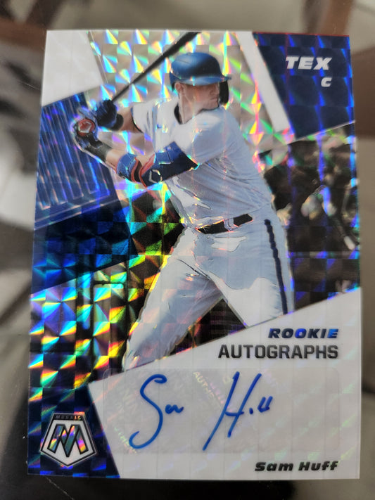 Sam Huff 2021 Panini Mosaic #RAM SH Rookie Auto Mosaic Prizm Autographs Rangers