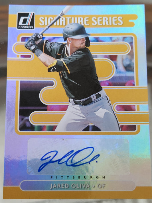 Jared Oliva 2021 Donruss Signature Series Auto #SS-JO Pittsburgh Pirates Holo